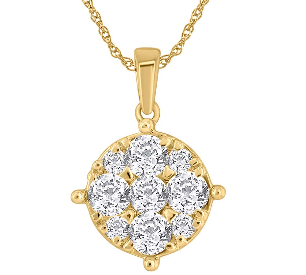 3/4 Carat Diamond Solitaire Pendant in Gold (Silver Chain Included)