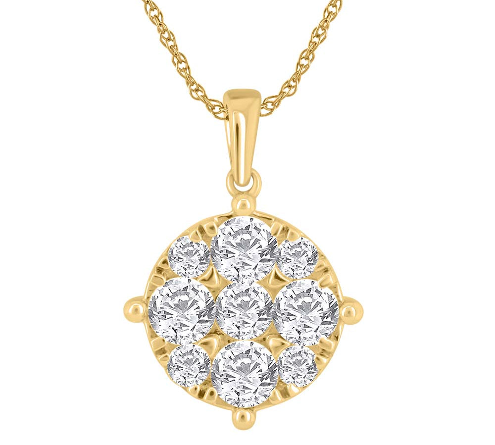 1 Carat Diamond Solitaire Pendant in Gold (Silver Chain Included)