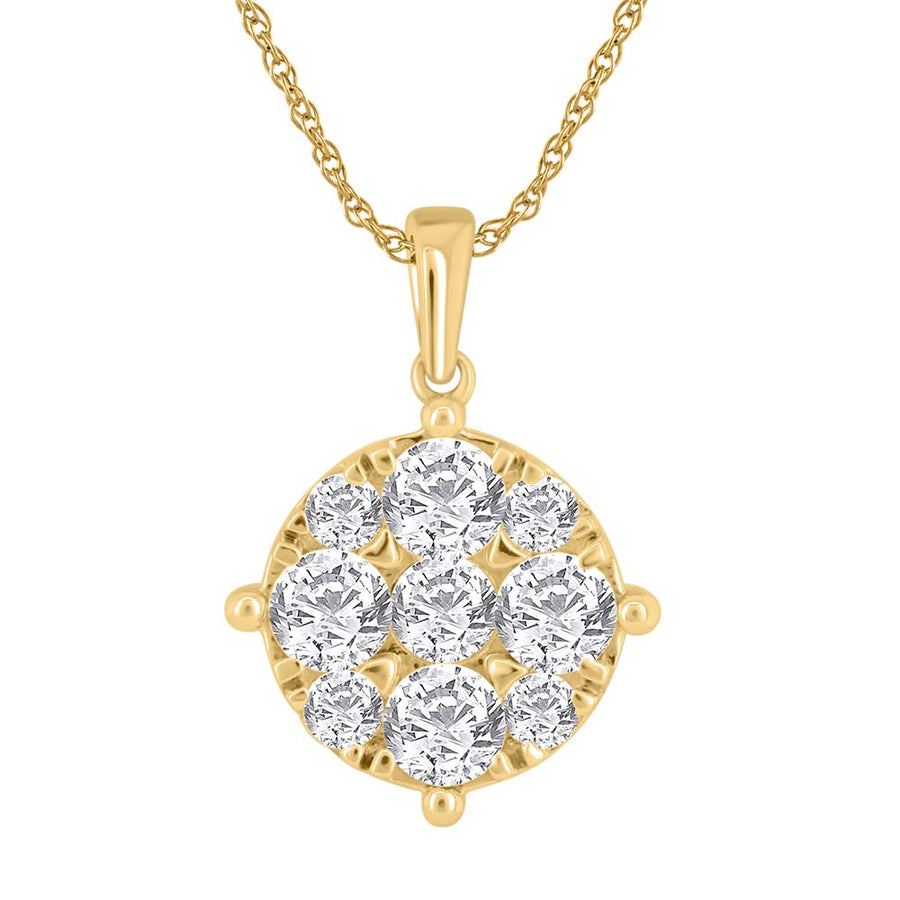 1 Carat Diamond Solitaire Pendant in Gold (Silver Chain Included)
