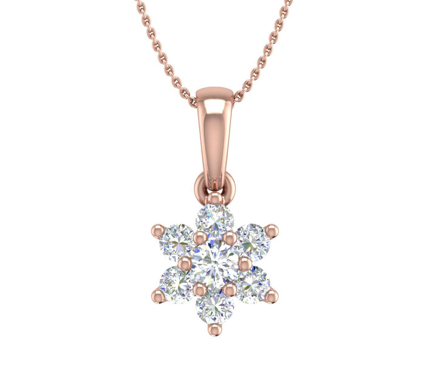 1/5 Carat 7-Stone Diamond Floral Cluster Pendant Necklace in Gold (Silver Chain Included)