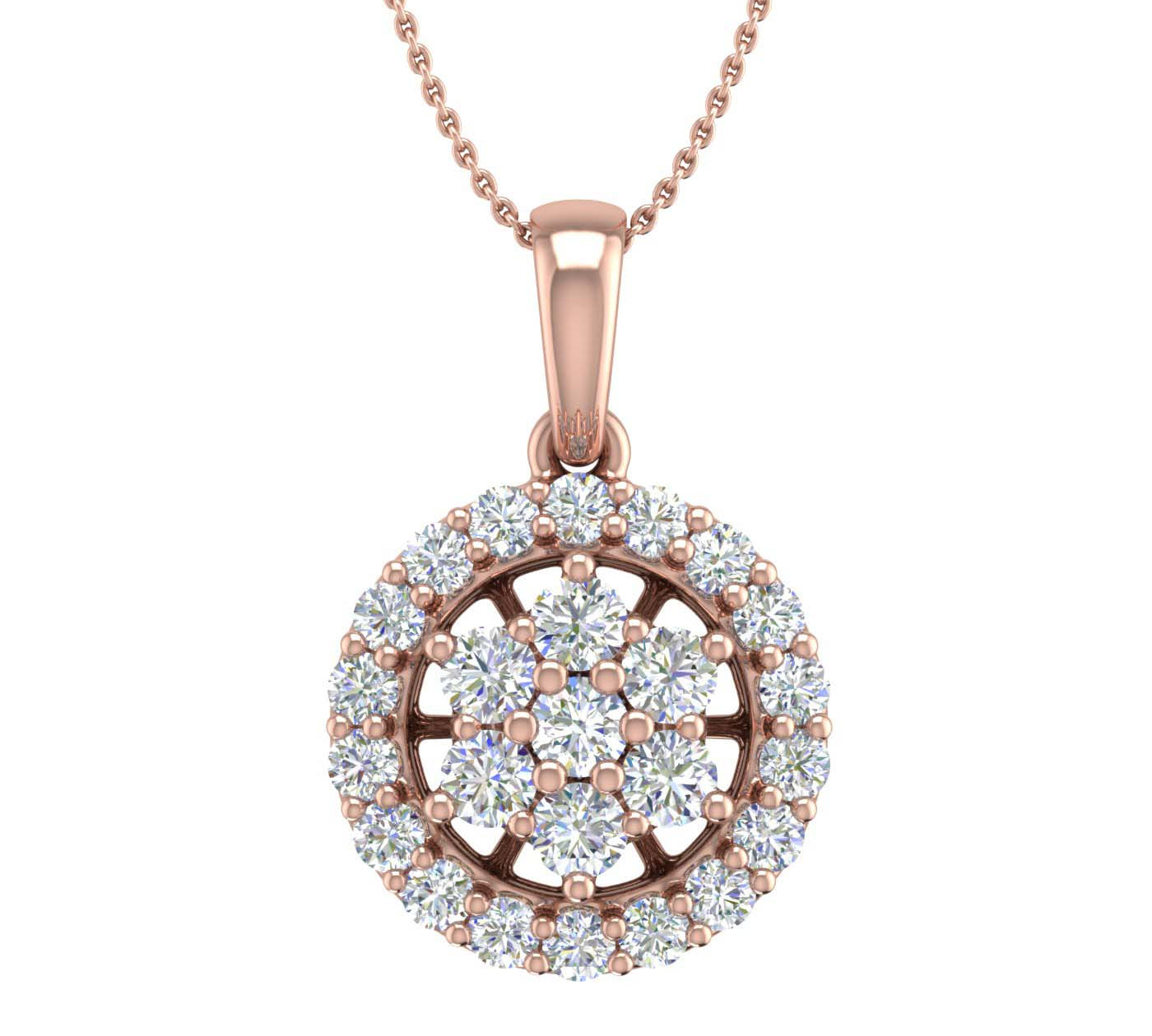 0.40 Carat Diamond Circle Pendant Necklace in Gold (Silver Chain Included) - IGI Certified