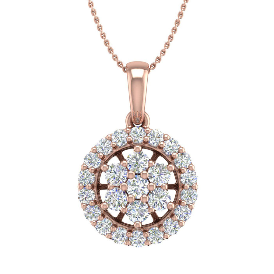 0.40 Carat Diamond Circle Pendant Necklace in Gold (Silver Chain Included) - IGI Certified