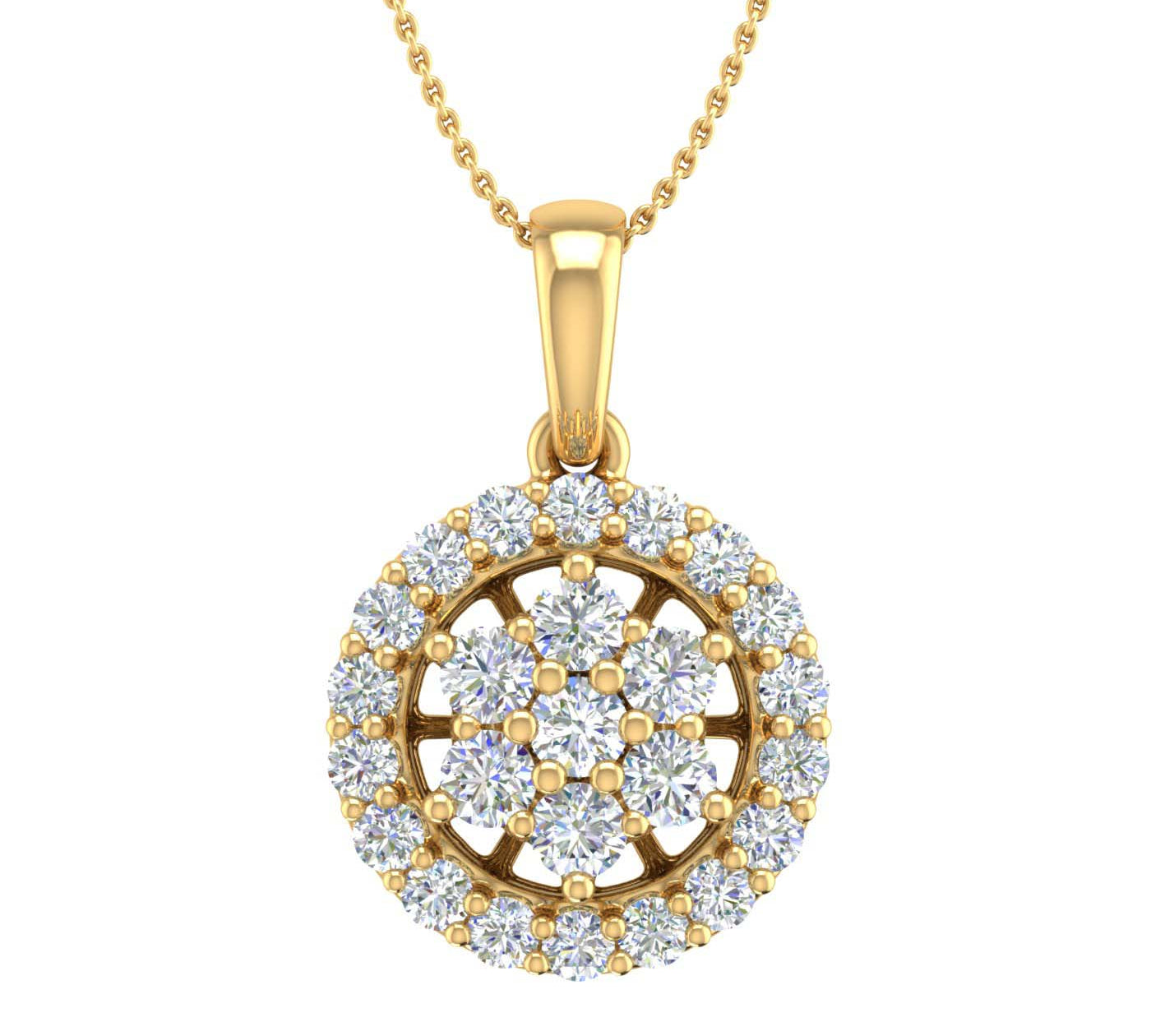 0.40 Carat Diamond Circle Pendant Necklace in Gold (Silver Chain Included) - IGI Certified