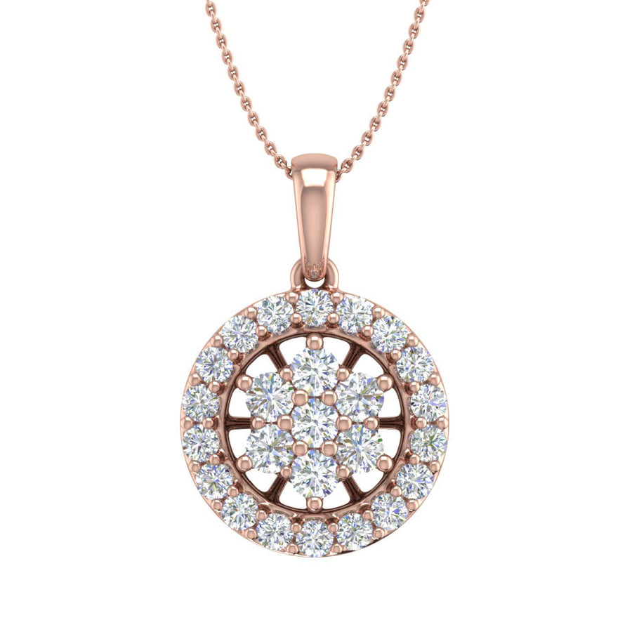 0.55 Carat Diamond Circle Pendant Necklace in Gold (Silver Chain Included) - IGI Certified