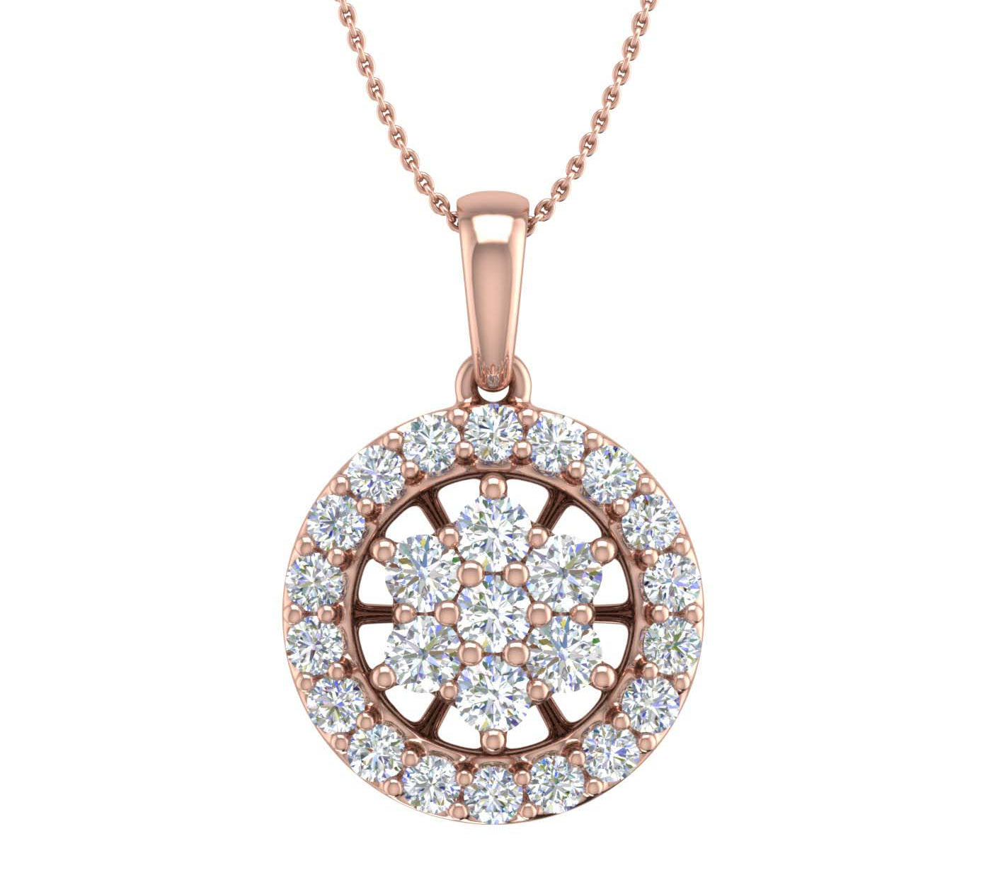 0.55 Carat Diamond Circle Pendant Necklace in Gold (Silver Chain Included)