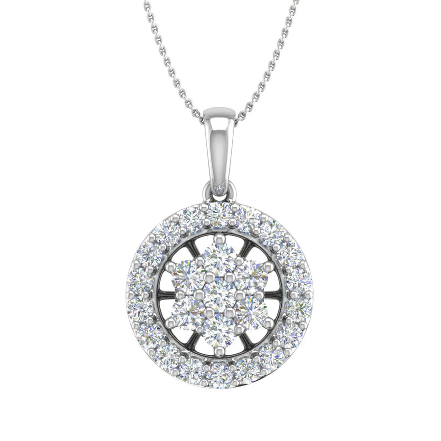 0.55 Carat Diamond Circle Pendant Necklace in Gold (Silver Chain Included)