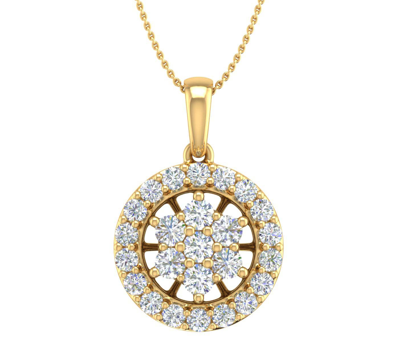 0.55 Carat Diamond Circle Pendant Necklace in Gold (Silver Chain Included)