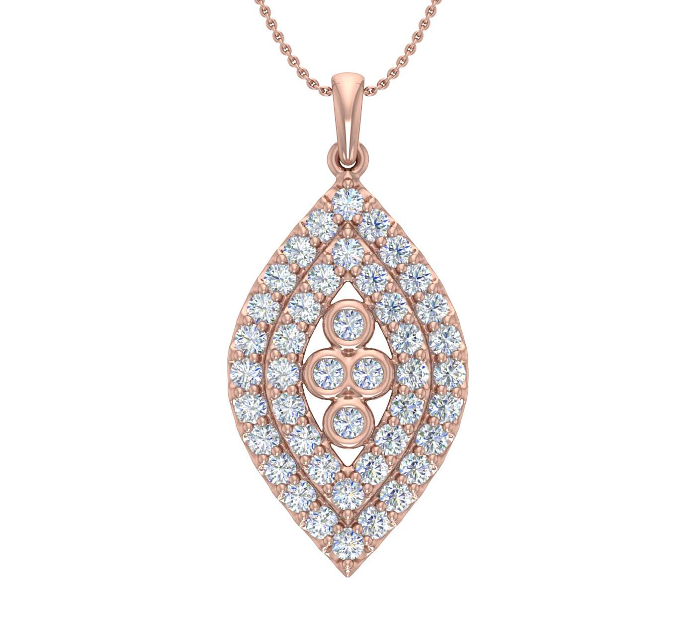1 Carat Diamond Pendant Necklace in Gold (Silver Cable Chain)