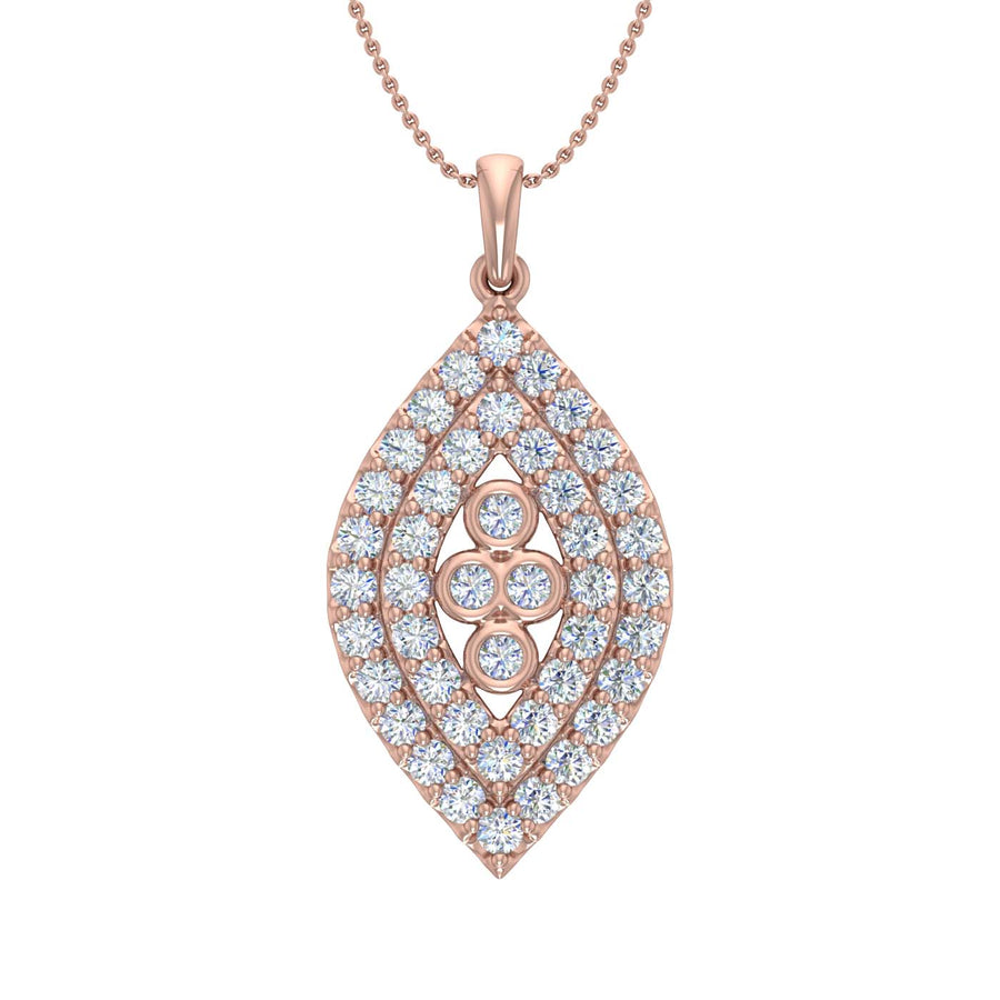 1 Carat Diamond Pendant Necklace in Gold (Silver Cable Chain)
