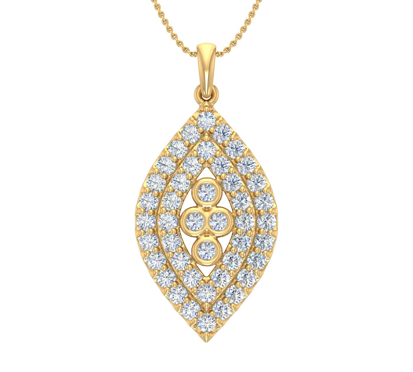 1 Carat Diamond Pendant Necklace in Gold (Silver Cable Chain)