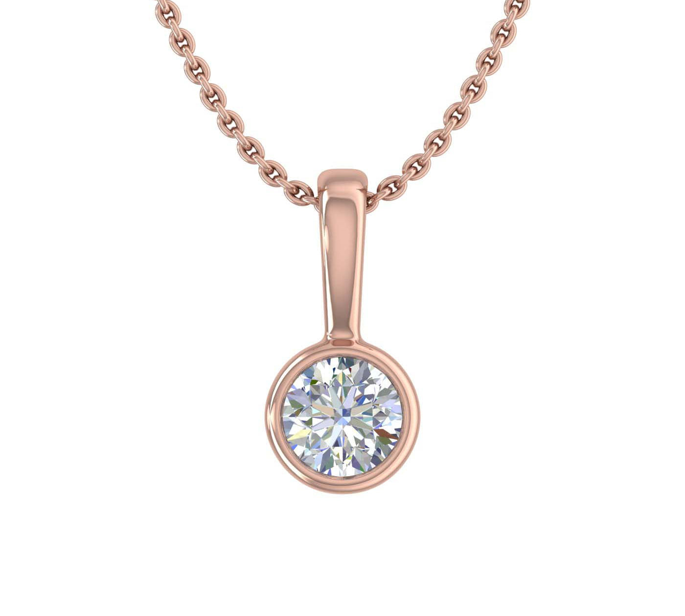 1/5 Carat Diamond Solitaire Pendant Necklace in Gold (SolidBell) (Included Silver Chain)