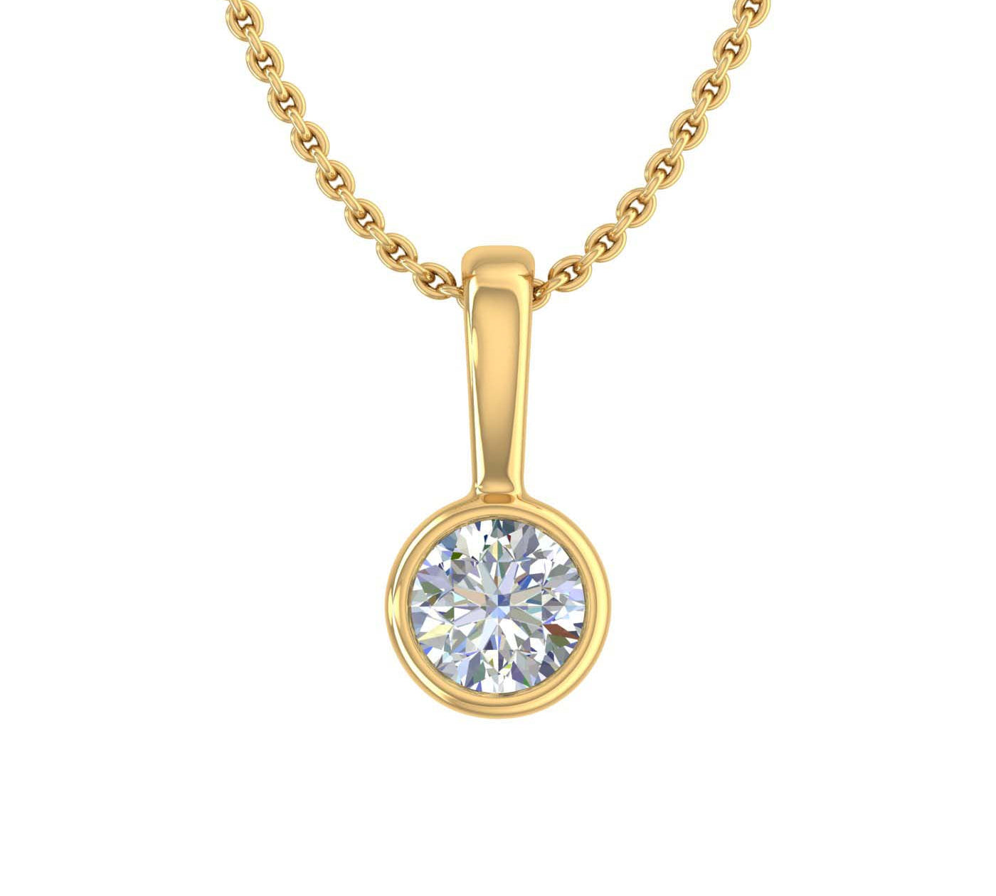 1/5 Carat Diamond Solitaire Pendant Necklace in Gold (SolidBell) (Included Silver Chain)