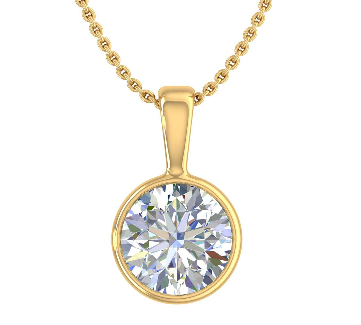 1 Carat Diamond Solitaire Pendant Necklace in Gold (Included Silver Chain)