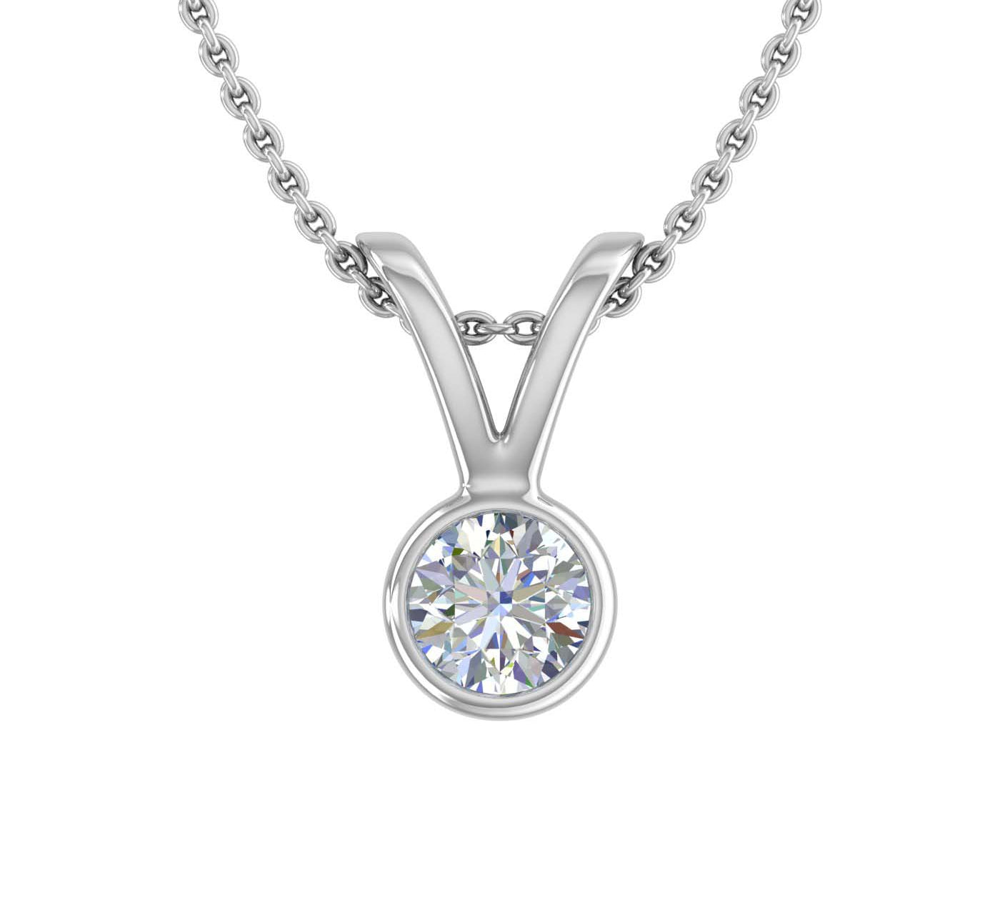 1/5 Carat Diamond Solitaire Pendant Necklace in Gold (Included Silver Chain) -Preview 10