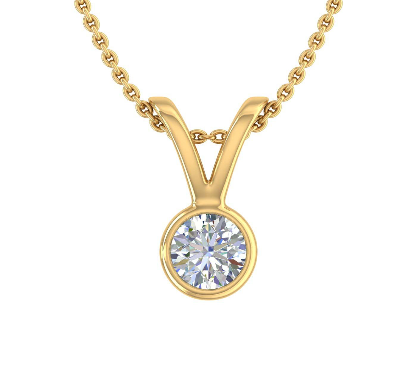 1/5 Carat Diamond Solitaire Pendant Necklace in Gold (Included Silver Chain) -Preview 8