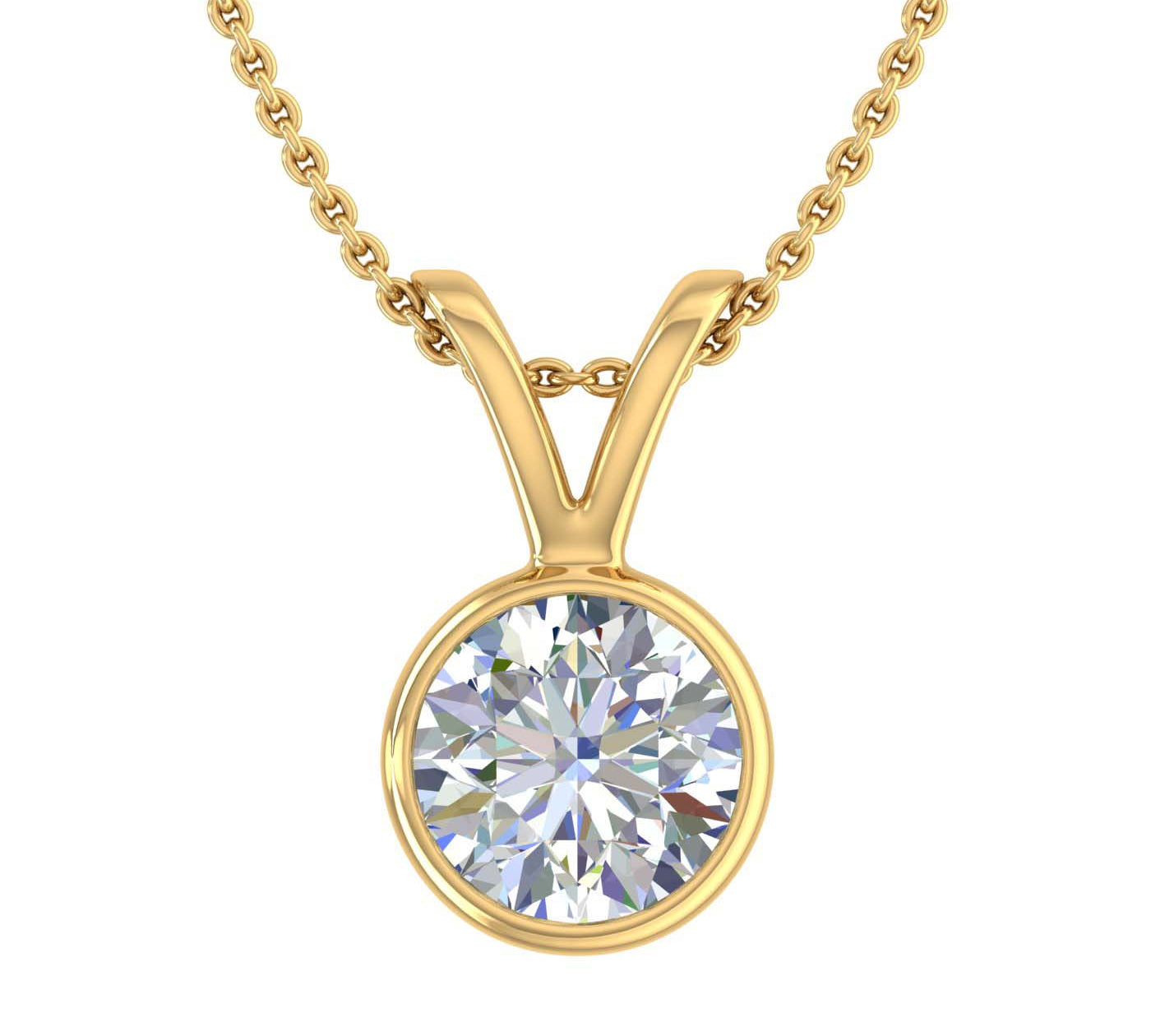 3/4 Carat Diamond Solitaire Pendant Necklace in Gold (Included Silver Chain)