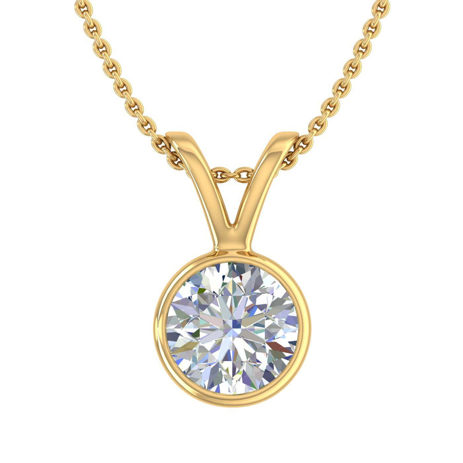 3/4 Carat Diamond Solitaire Pendant Necklace in Gold (Included Silver Chain) - IGI Certified