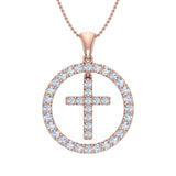 3/4 Carat Diamond Cross Pendant Necklace in Gold (Silver Cable Chain)