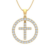 3/4 Carat Diamond Cross Pendant Necklace in Gold (Silver Cable Chain)