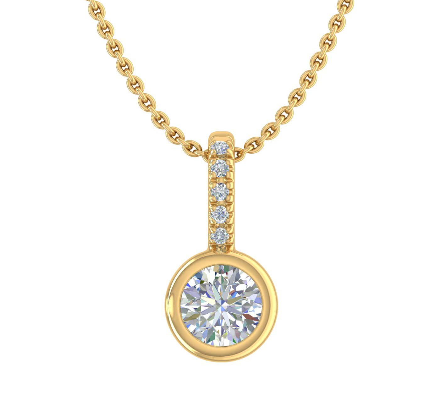 1/5 Carat Solitaire Diamond Pendant Necklace in Gold (Included Silver Chain)