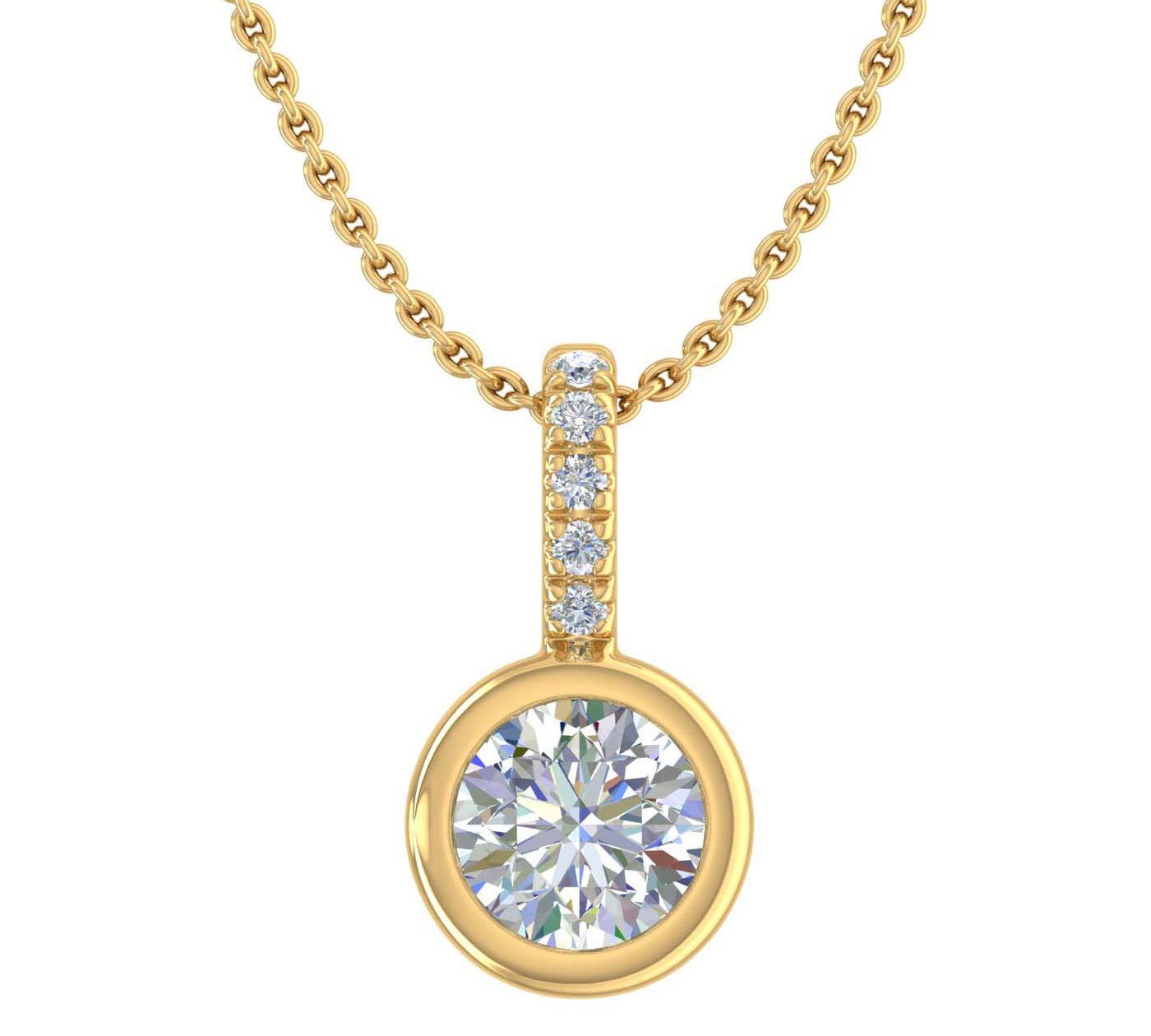 1/3 Carat Solitaire Diamond Pendant Necklace in Gold (Included Silver Chain)