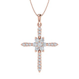 1/2 Carat Diamond Cross Pendant Necklace in Gold (Silver Chain Included)