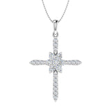 1/2 Carat Diamond Cross Pendant Necklace in Gold (Silver Chain Included)