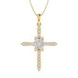 1/2 Carat Diamond Cross Pendant Necklace in Gold (Silver Chain Included)