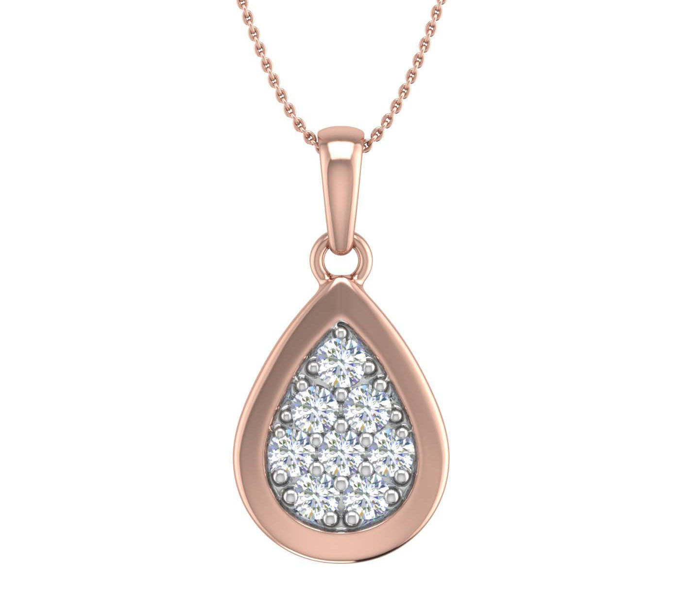 1/4 Carat Diamond Drop Pendant Necklace in Gold (Silver Chain Included)
