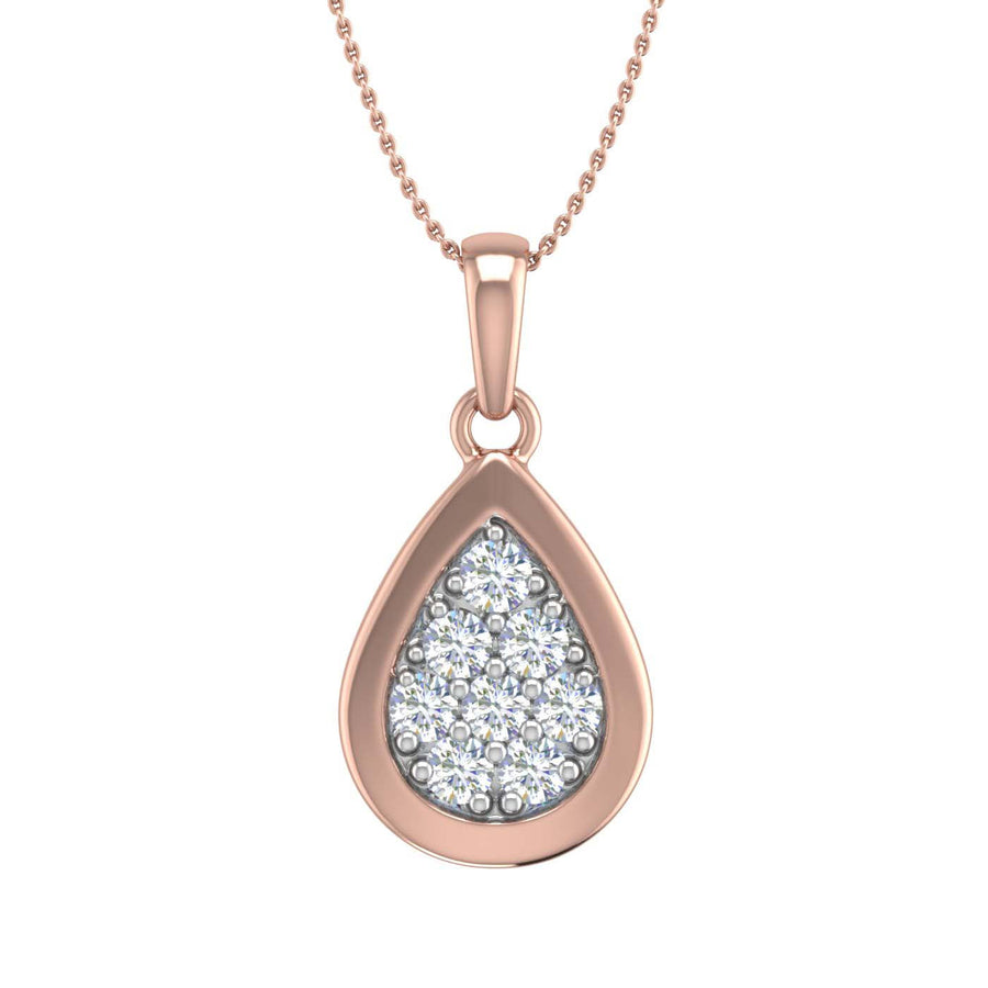1/4 Carat Diamond Drop Pendant Necklace in Gold (Silver Chain Included) - IGI Certified