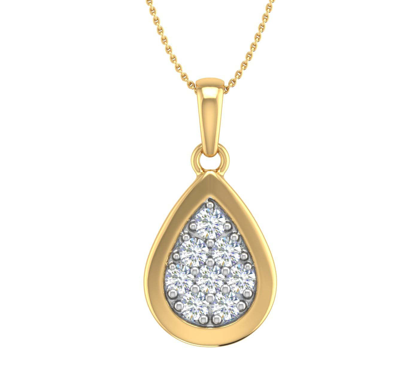 1/4 Carat Diamond Drop Pendant Necklace in Gold (Silver Chain Included)