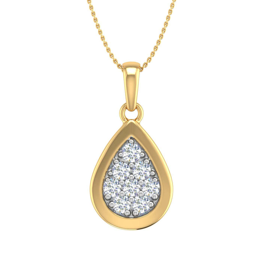1/4 Carat Diamond Drop Pendant Necklace in Gold (Silver Chain Included) - IGI Certified