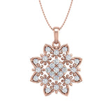 1/2 Carat Diamond Floral Pendant Necklace in Gold (Silver Chain Included) - IGI Certified