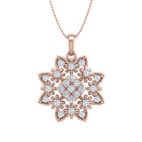 1/2 Carat Diamond Floral Pendant Necklace in Gold (Silver Chain Included)
