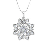 1/2 Carat Diamond Floral Pendant Necklace in Gold (Silver Chain Included)