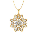 1/2 Carat Diamond Floral Pendant Necklace in Gold (Silver Chain Included) - IGI Certified