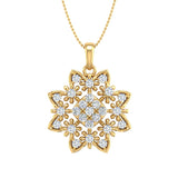 1/2 Carat Diamond Floral Pendant Necklace in Gold (Silver Chain Included)