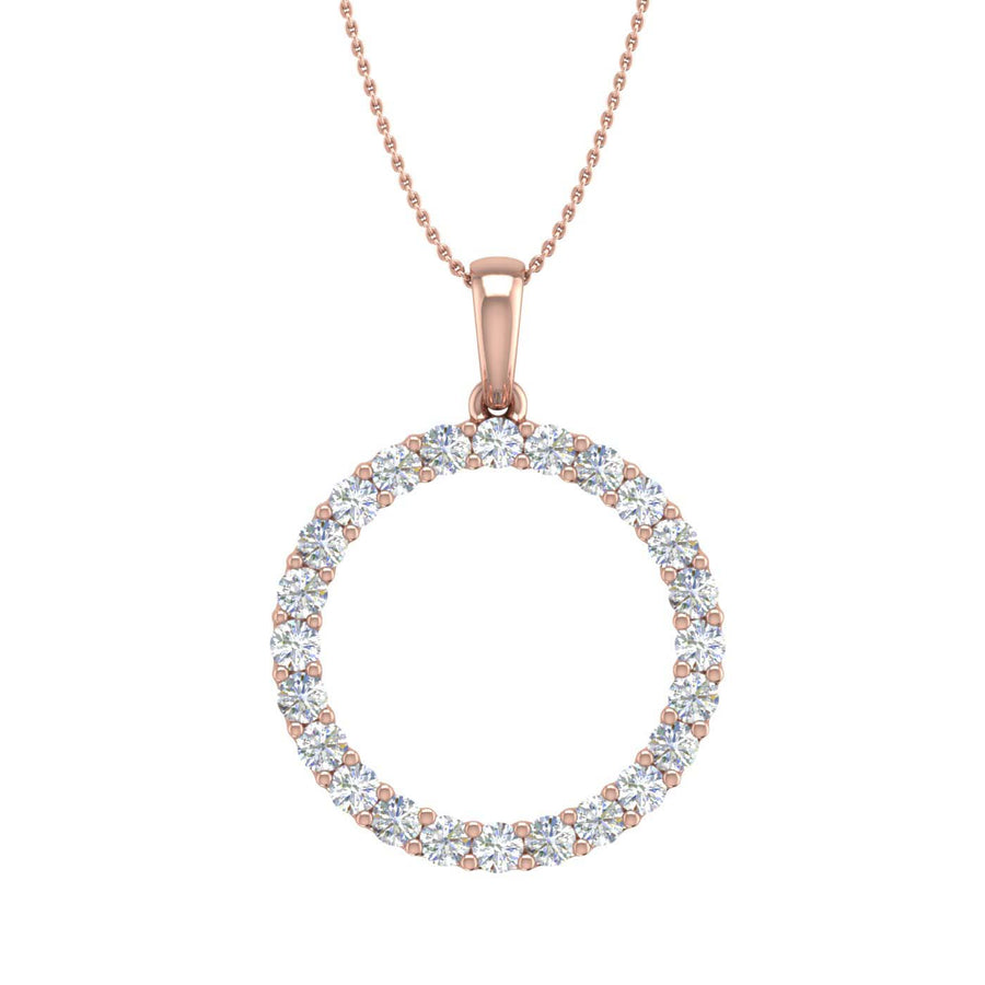 1/2 Carat Diamond Circle Pendant Necklace in Gold (Silver Chain Included) - IGI Certified