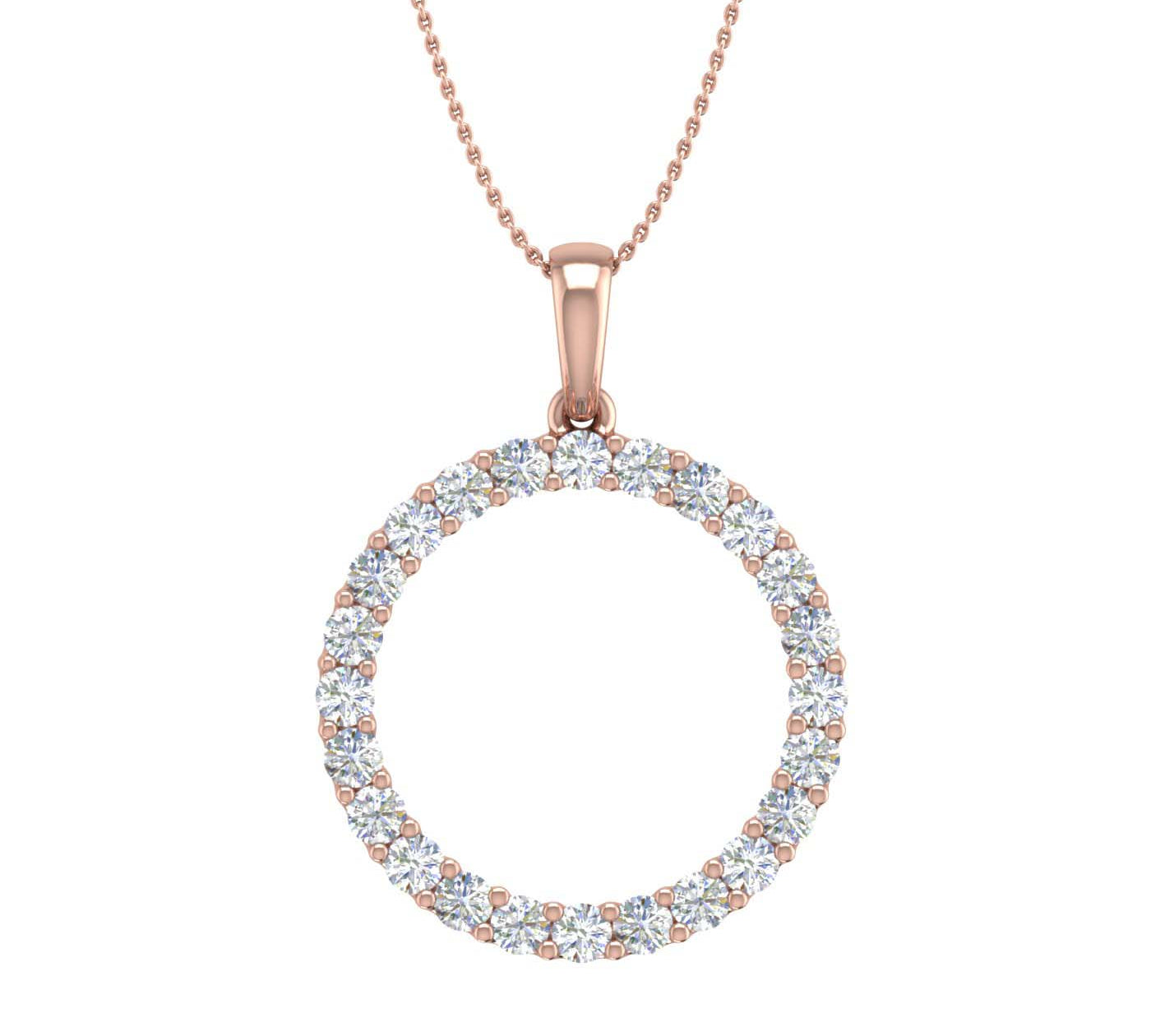 1/2 Carat Diamond Circle Pendant Necklace in Gold (Silver Chain Included)