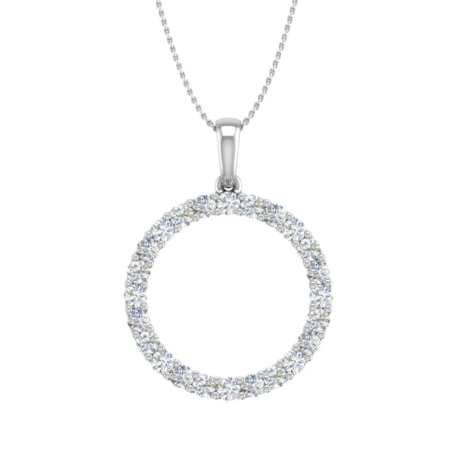 1/2 Carat Diamond Circle Pendant Necklace in Gold (Silver Chain Included)