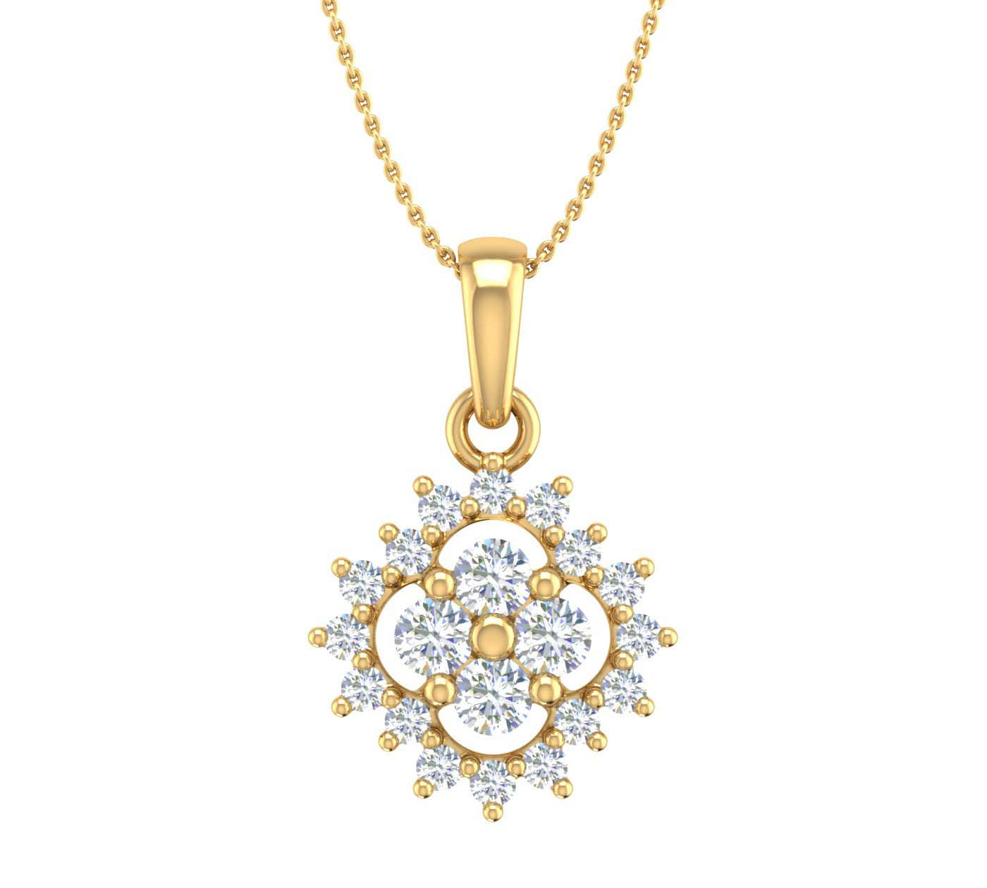 1/3 Carat Diamond Fashion Pendant Necklace in Gold (Silver Chain Included) - IGI Certified