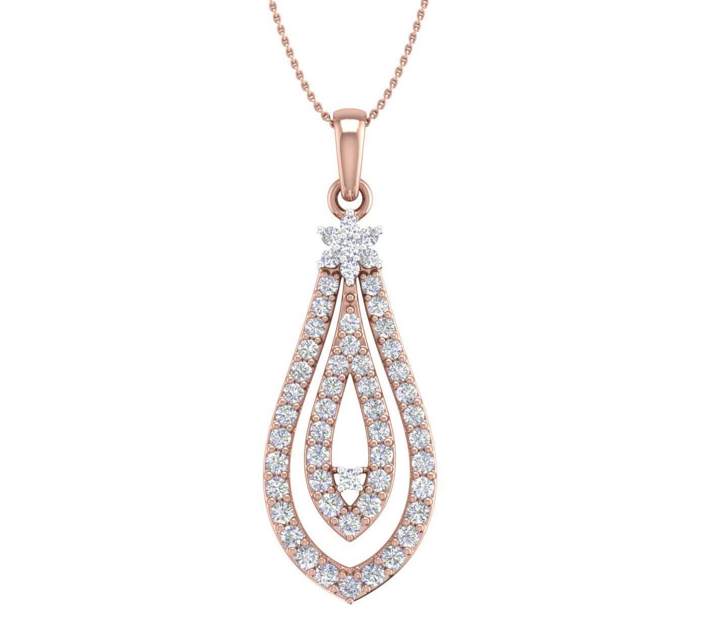 1/2 Carat Diamond Drop Pendant Necklace in Gold (Silver Chain Included)