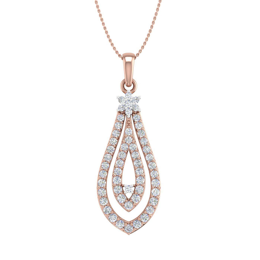 1/2 Carat Diamond Drop Pendant Necklace in Gold (Silver Chain Included) - IGI Certified