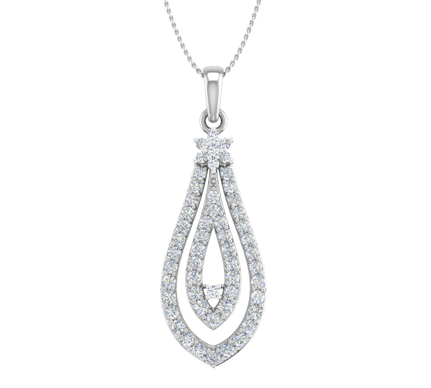 1/2 Carat Diamond Drop Pendant Necklace in Gold (Silver Chain Included) - IGI Certified