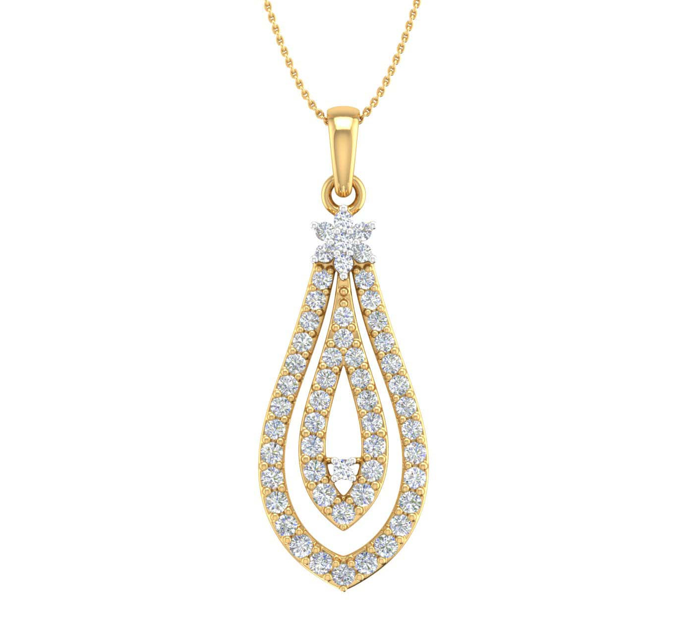 1/2 Carat Diamond Drop Pendant Necklace in Gold (Silver Chain Included)