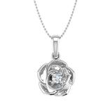 0.05 Carat Diamond Floral Rose Pendant Necklace in Gold (Silver Chain Included) - IGI Certified