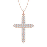 1 Carat Diamond Cross Pendant Necklace in Gold (Silver Chain Included)
