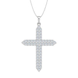 1 Carat Diamond Cross Pendant Necklace in Gold (Silver Chain Included)