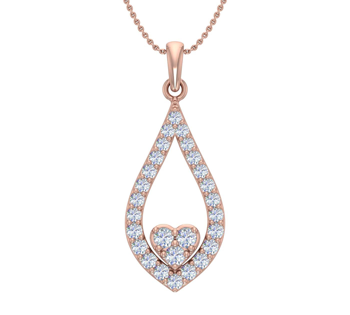 1/2 Carat 3-Stone Drop Pendant Necklace Necklace in Gold (Silver Cable Chain)