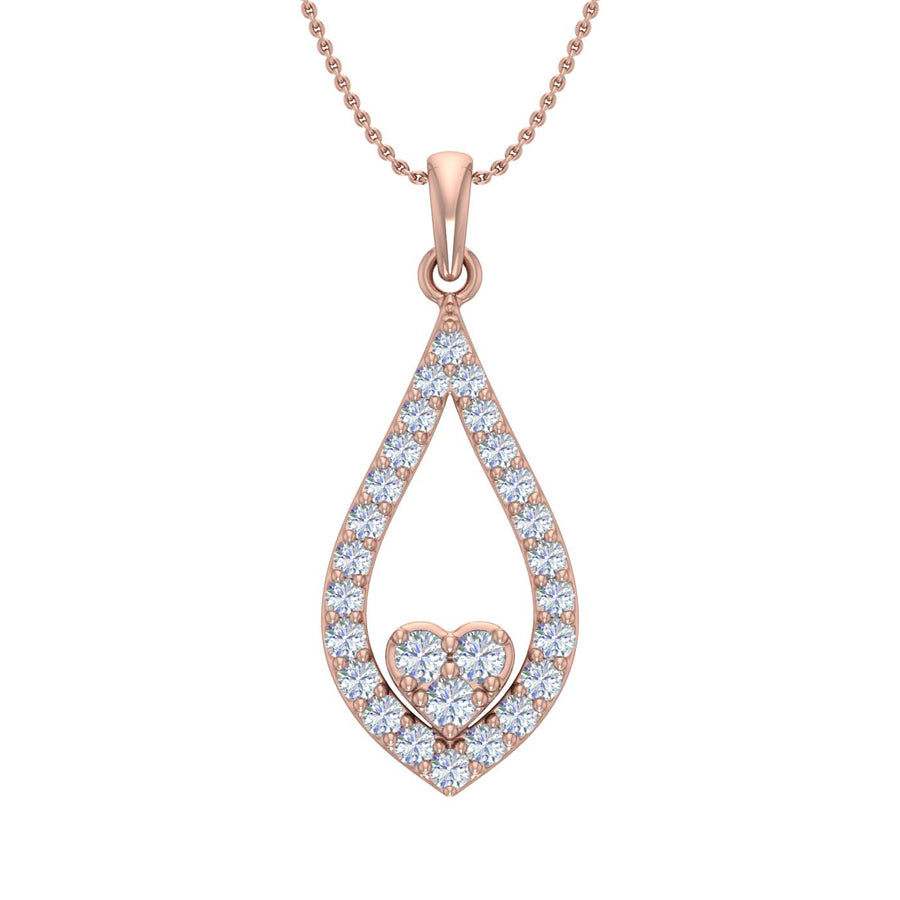 1/2 Carat 3-Stone Drop Pendant Necklace Necklace in Gold (Silver Cable Chain)